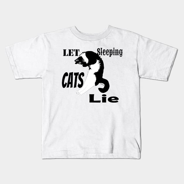 Cute Tuxedo Cat Let sleeping cat lie Copyright TeAnne Kids T-Shirt by TeAnne